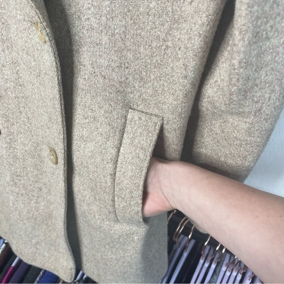 VINTAGE Wool Blend Double Breasted Beige Coat - Picture 4 of 14